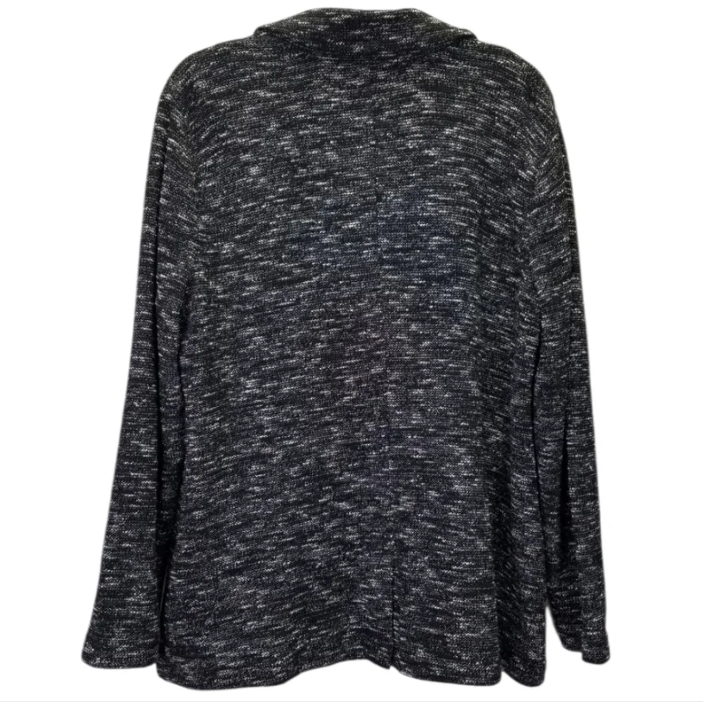 Eileen Fisher Tweedy Black & White Classic Collar Blazer Large - Picture 4 of 7